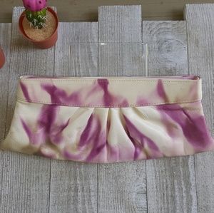 NWT Lauren Merkin Calf Skin Tie-dye Pattern Clutch